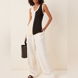 Joseph TWO-TONE RIBBED KNIT VEST TOP IN BLACK